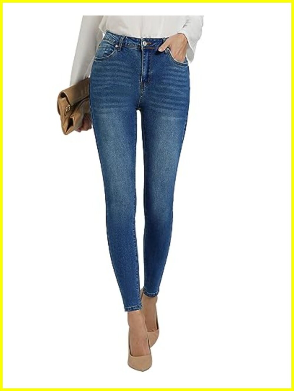 High Rise Stretchy Skinny Jeans for Women Slim Fit Denim Trousers